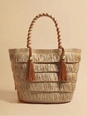 Bohemian Style Woven Straw Tote Bag